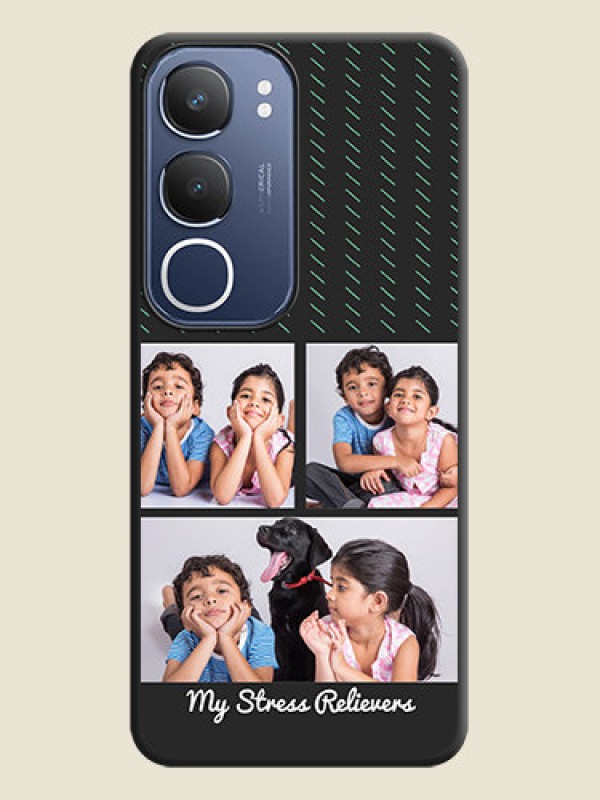 Custom Cross Dotted Pattern with 2 Image Holder On Space Black Custom Soft Matte Mobile Back Cover - Vivo T4 Lite