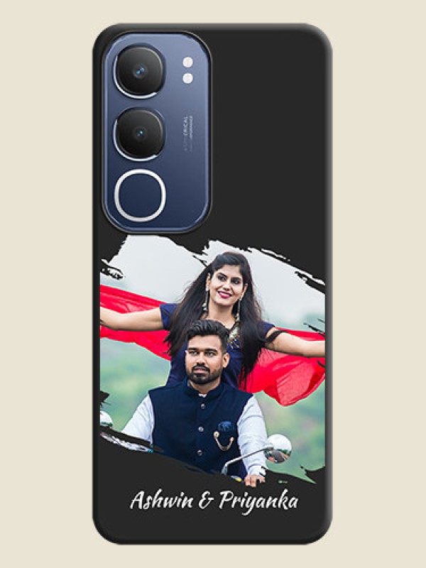 Custom Grunge Brush Strokes on Photo On Space Black Custom Soft Matte Mobile Back Cover - Vivo T4 Lite