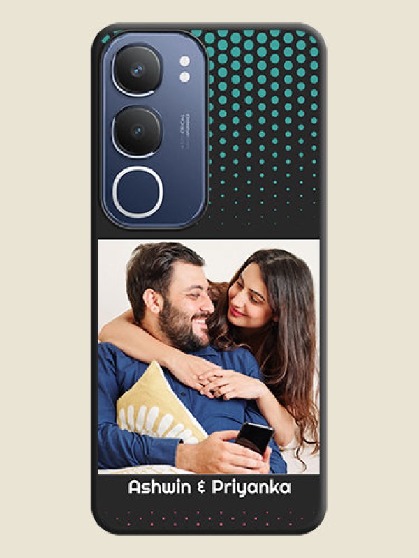Custom Faded Dots with Grunge Photo Frame and Text On Space Black Custom Soft Matte Mobile Back Cover - Vivo T4 Lite