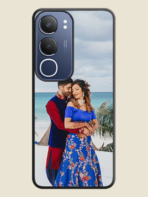 Custom Full Single Pic Upload On Space Black Custom Soft Matte Mobile Back Cover - Vivo T4 Lite