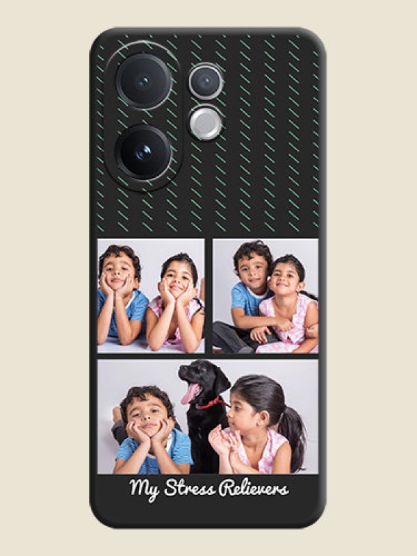 Custom Cross Dotted Pattern with 2 Image Holder On Space Black Custom Soft Matte Mobile Back Cover - Vivo T4 Pro 5G