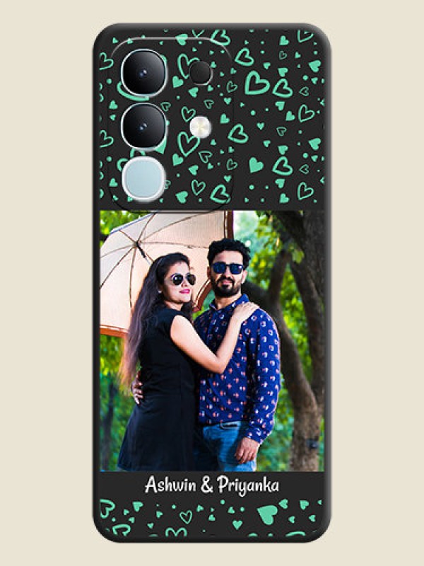 Custom Sea Green Indefinite Love Pattern on Photo On Space Black Custom Soft Matte Mobile Back Cover - Vivo T4x 5G