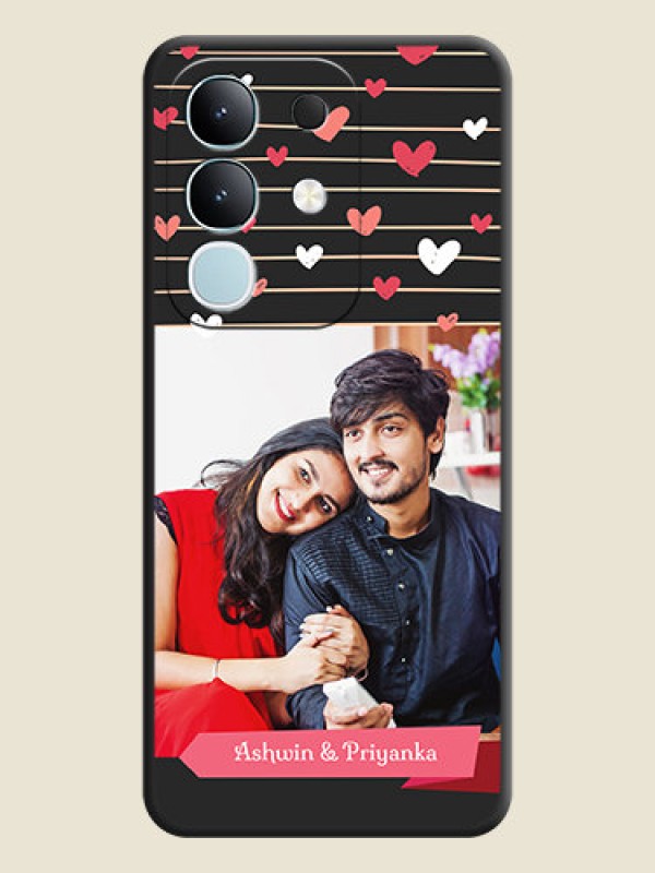 Custom Love Pattern with Name on Pink Ribbon on Photo On Space Black Custom Soft Matte Mobile Back Cover - Vivo T4x 5G