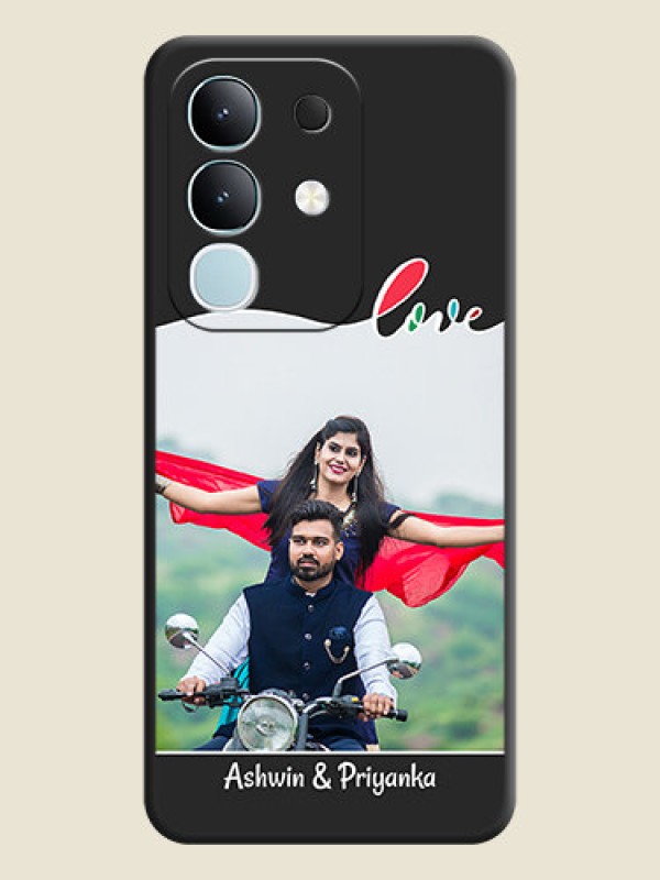 Custom Fall in Love Pattern with Picture on Photo On Space Black Custom Soft Matte Mobile Back Cover - Vivo T4x 5G