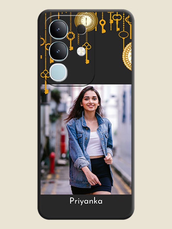 Custom Decorative Design with Text On Space Black Custom Soft Matte Mobile Back Cover - Vivo T4x 5G