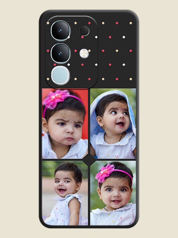 Custom Multicolor Dotted Pattern with 4 Image Holder On Space Black Custom Soft Matte Mobile Back Cover - Vivo T4x 5G