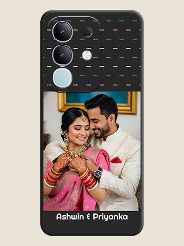 Custom Line Pattern Design with Text On Space Black Custom Soft Matte Mobile Back Cover - Vivo T4x 5G