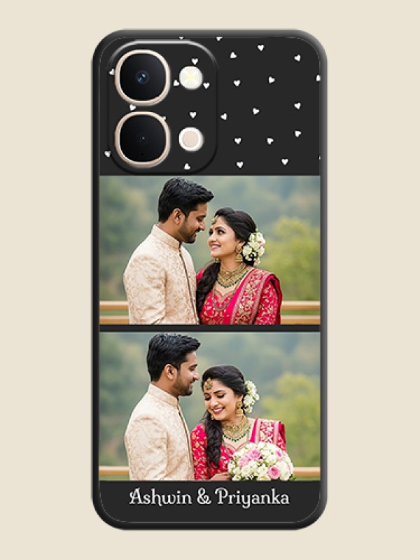 Custom Miniature Love Symbols with Name On Space Black Custom Soft Matte Mobile Back Cover - Vivo T5X 5G