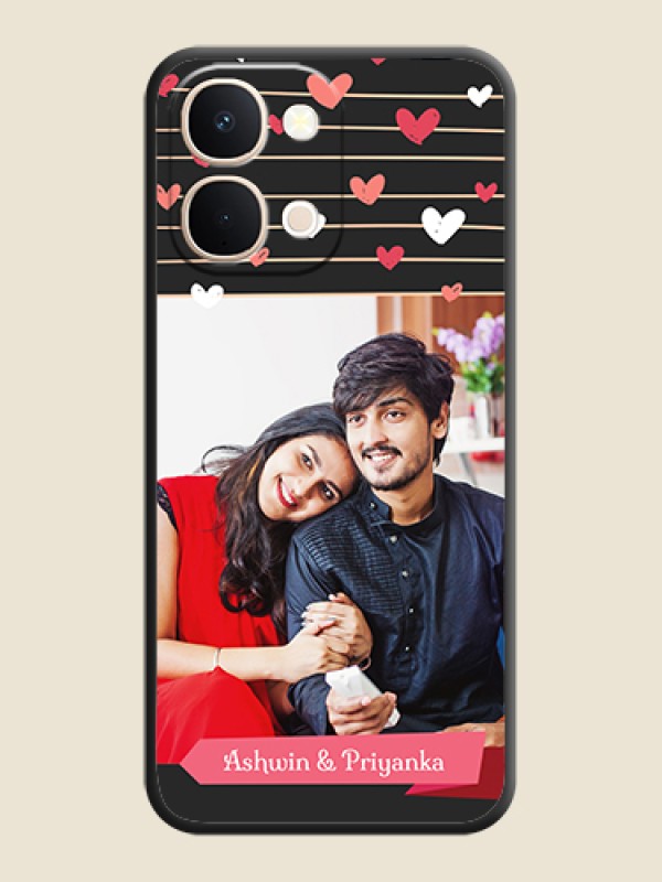 Custom Love Pattern with Name on Pink Ribbon on Photo On Space Black Custom Soft Matte Mobile Back Cover - Vivo T5X 5G