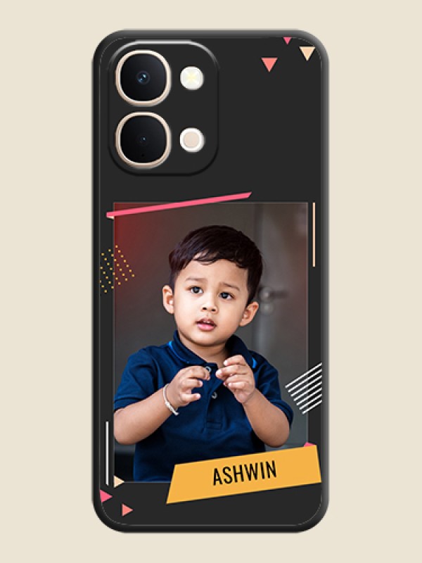 Custom Photo Frame with Triangle Small Dots on Photo On Space Black Custom Soft Matte Mobile Back Cover - Vivo T5X 5G