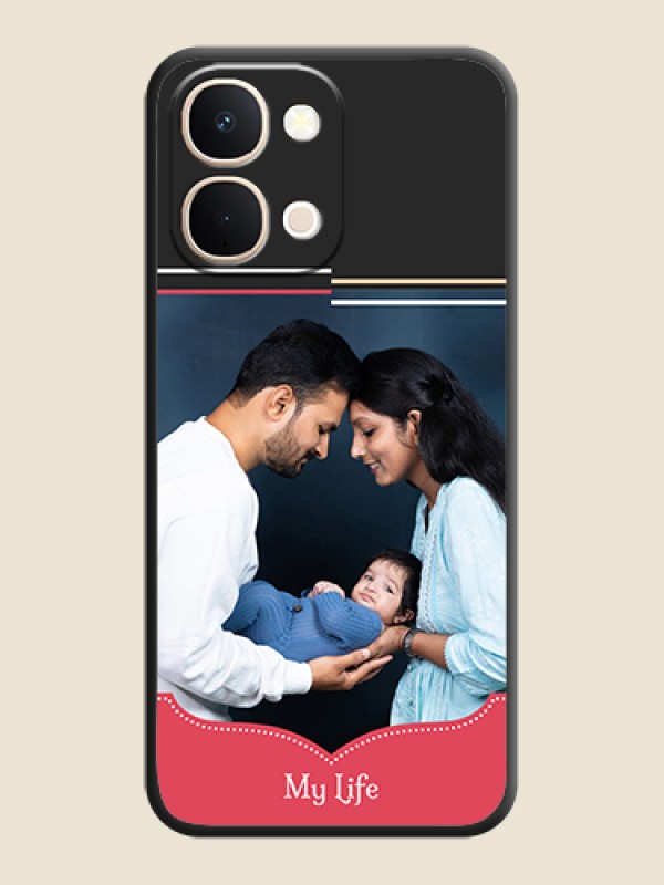 Custom Classic Plain Design with Name On Space Black Custom Soft Matte Mobile Back Cover - Vivo T5X 5G