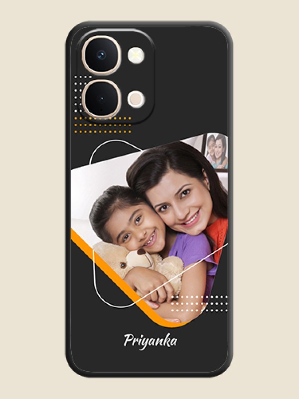 Custom Yellow Triangle on Photo On Space Black Custom Soft Matte Mobile Back Cover - Vivo T5X 5G