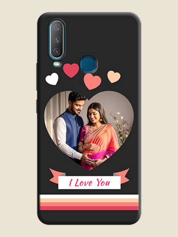 Custom Love Shaped Photo with Colorful Stripes on Personalised Space Black Soft Matte Cases - Vivo U10