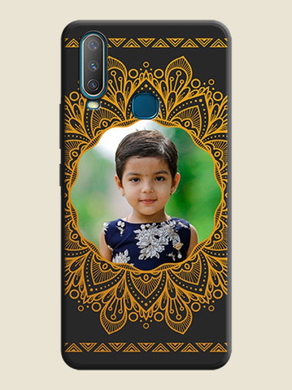 Custom Round Image with Floral Design - Photo on Space Black Soft Matte Mobile Cover - Vivo U10