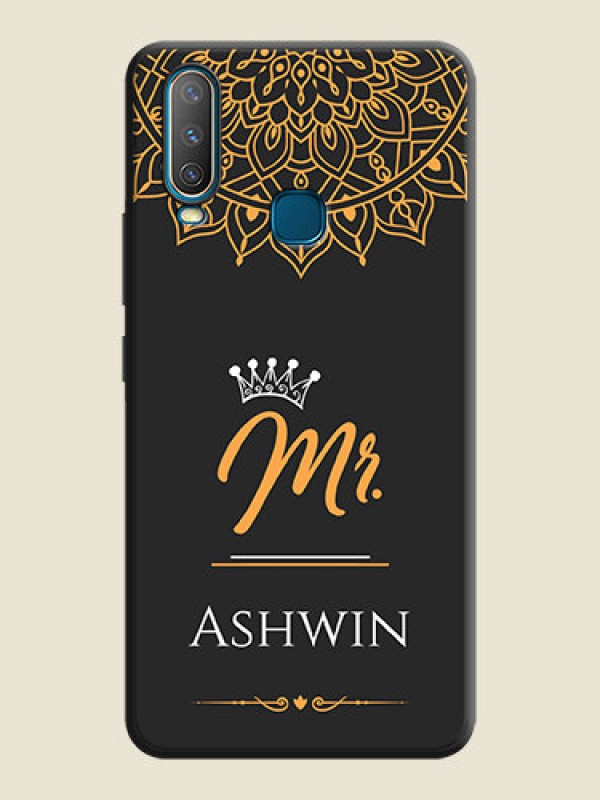 Custom Mr Name with Floral Design  on Personalised Space Black Soft Matte Cases - Vivo U10