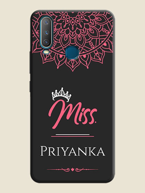 Custom Mrs Name with Floral Design on Space Black Personalized Soft Matte Phone Covers - Vivo U10