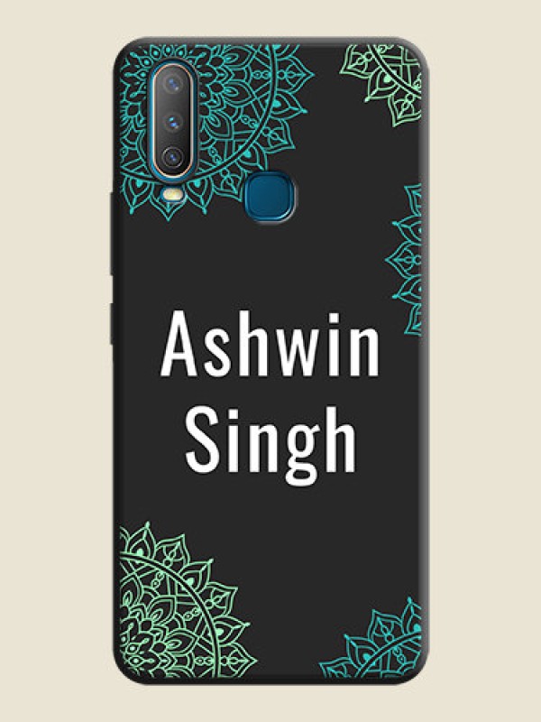 Custom Your Name with Floral Design on Space Black Custom Soft Matte Back Cover - Vivo U10