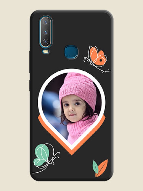 Custom Upload Pic With Simple Butterly Design On Space Black Personalized Soft Matte Phone Covers -Vivo U10