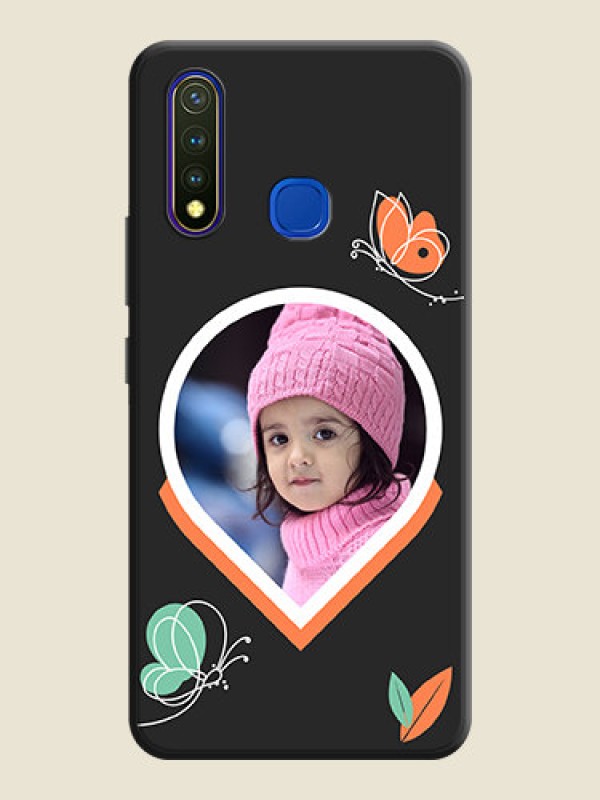 Custom Upload Pic With Simple Butterly Design On Space Black Personalized Soft Matte Phone Covers -Vivo U20
