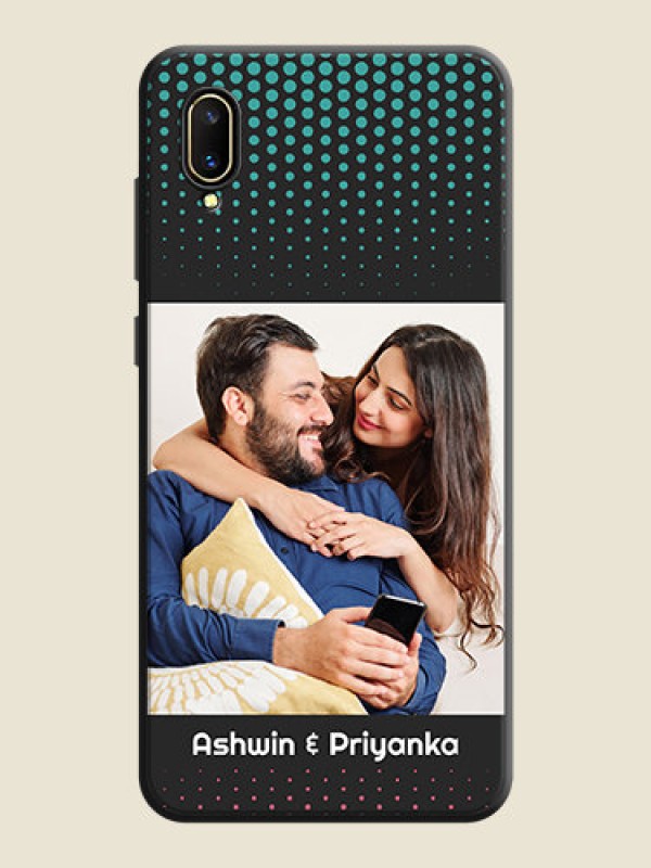 Custom Faded Dots with Grunge Photo Frame and Text on Space Black Custom Soft Matte Phone Cases - Vivo V11 Pro