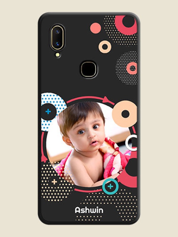 Custom Multicoloured Round Image on Personalised Space Black Soft Matte Cases - Vivo V11