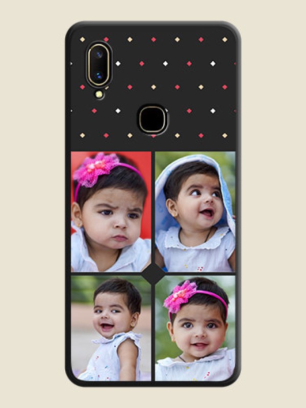 Custom Multicolor Dotted Pattern with 4 Image Holder on Space Black Custom Soft Matte Phone Cases - Vivo V11