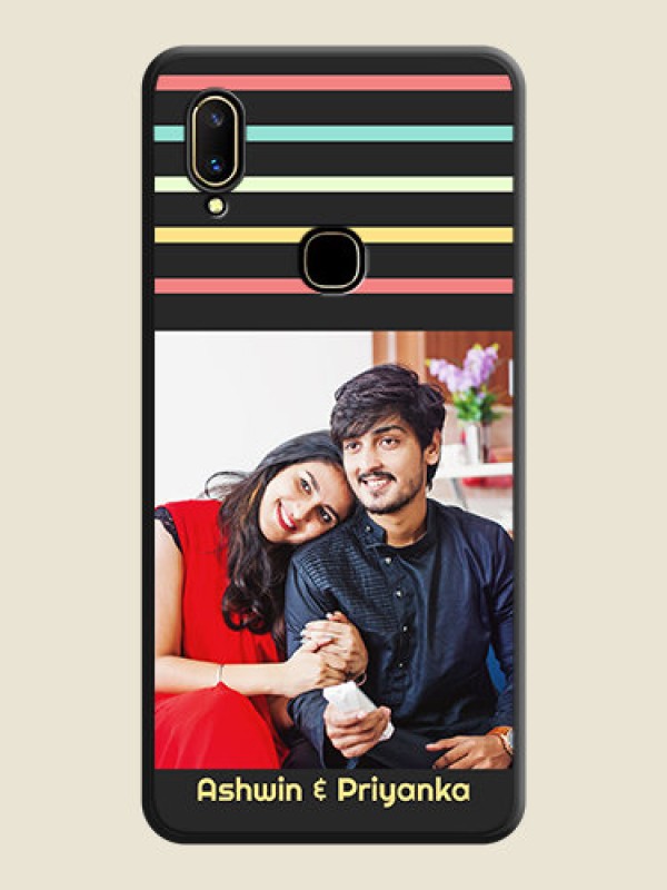 Custom Color Stripes with Photo and Text - Photo on Space Black Soft Matte Mobile Case - Vivo V11