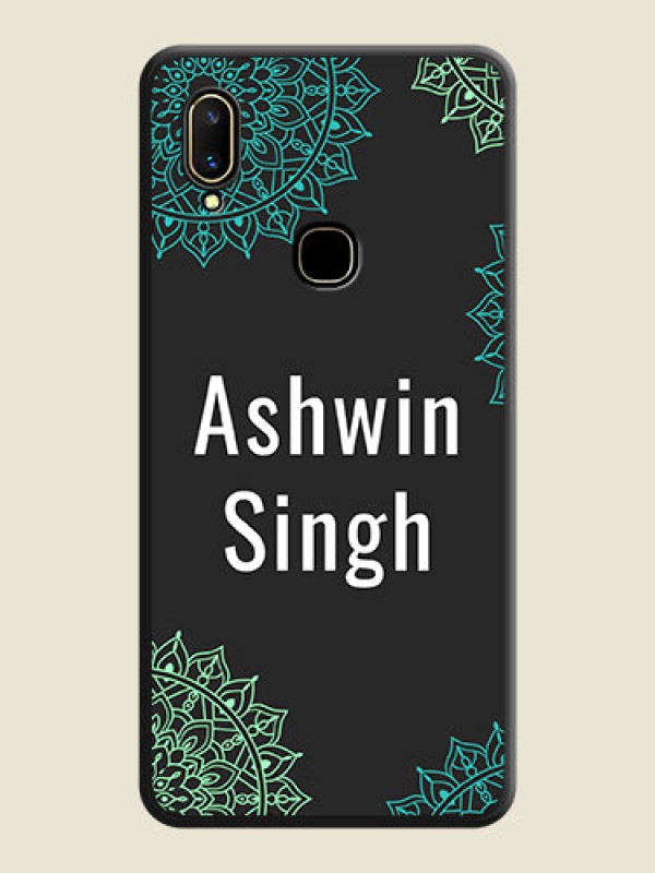Custom Your Name with Floral Design on Space Black Custom Soft Matte Back Cover - Vivo V11