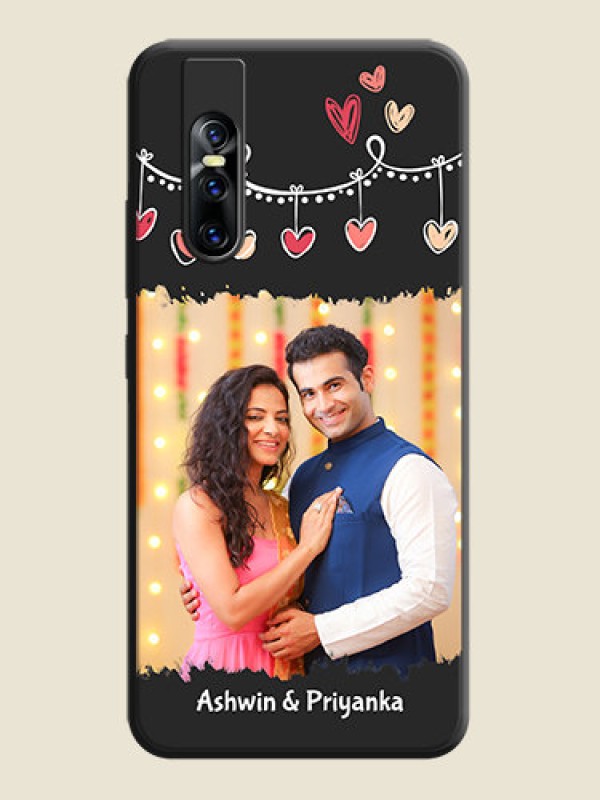 Custom Pink Love Hangings with Name on Space Black Custom Soft Matte Phone Cases - Vivo V15 Pro