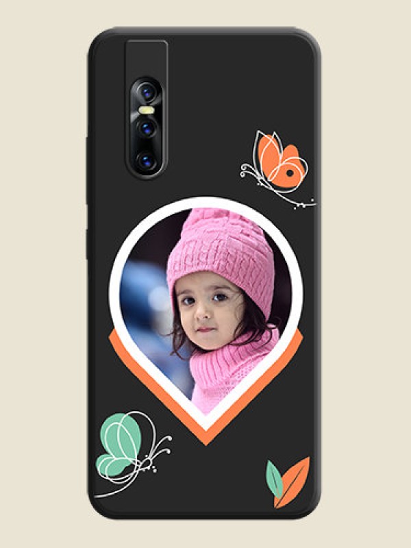 Custom Upload Pic With Simple Butterly Design On Space Black Personalized Soft Matte Phone Covers -Vivo V15 Pro