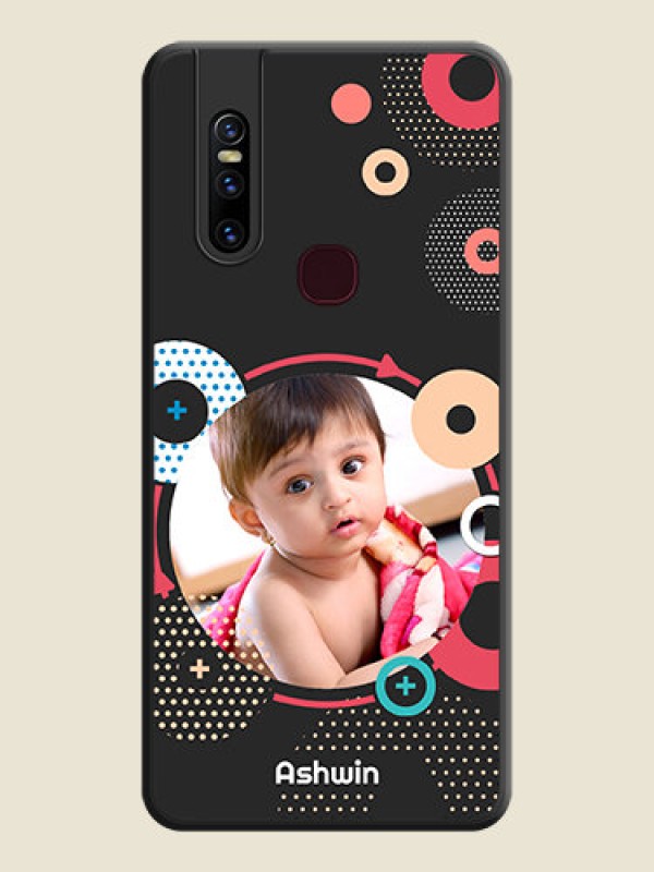 Custom Multicoloured Round Image on Personalised Space Black Soft Matte Cases - Vivo V15