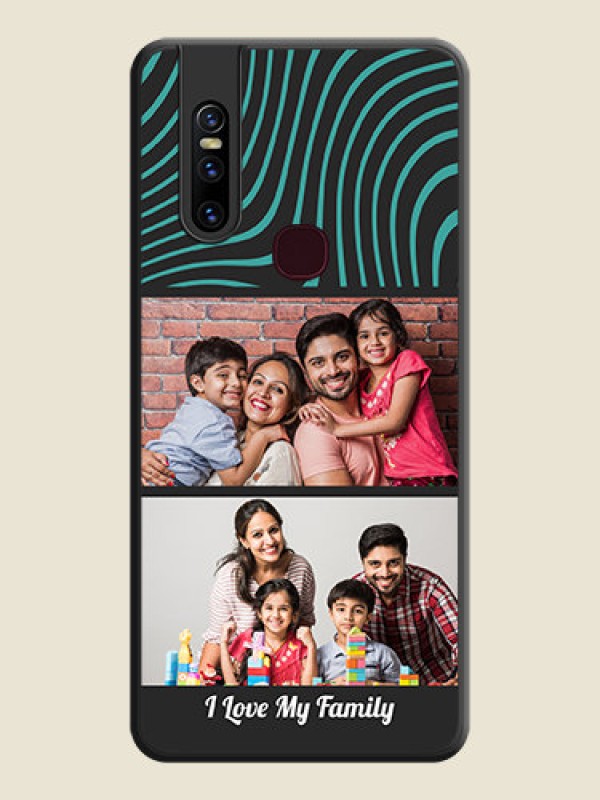 Custom Wave Pattern with 2 Image Holder on Space Black Personalized Soft Matte Phone Covers - Vivo V15