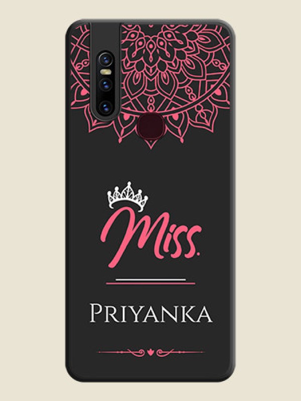 Custom Mrs Name with Floral Design on Space Black Personalized Soft Matte Phone Covers - Vivo V15