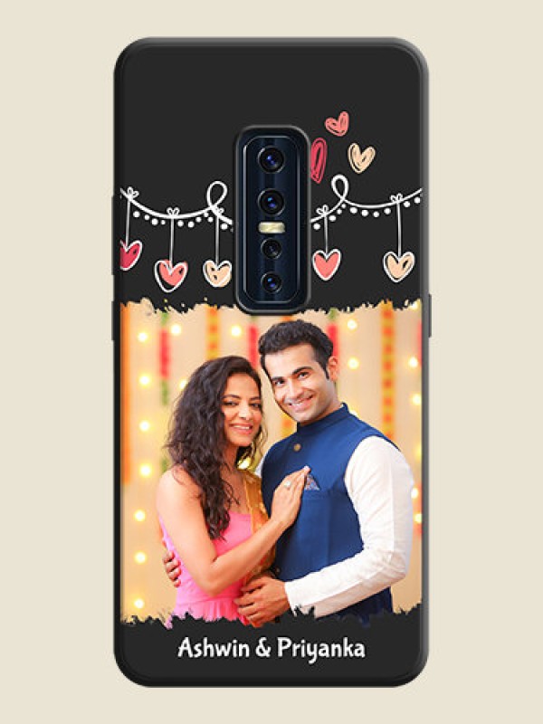 Custom Pink Love Hangings with Name on Space Black Custom Soft Matte Phone Cases - Vivo V17 Pro