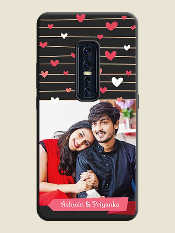 Custom Love Pattern with Name on Pink Ribbon  - Photo on Space Black Soft Matte Back Cover - Vivo V17 Pro