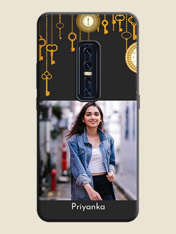 Custom Decorative Design with Text on Space Black Custom Soft Matte Back Cover - Vivo V17 Pro
