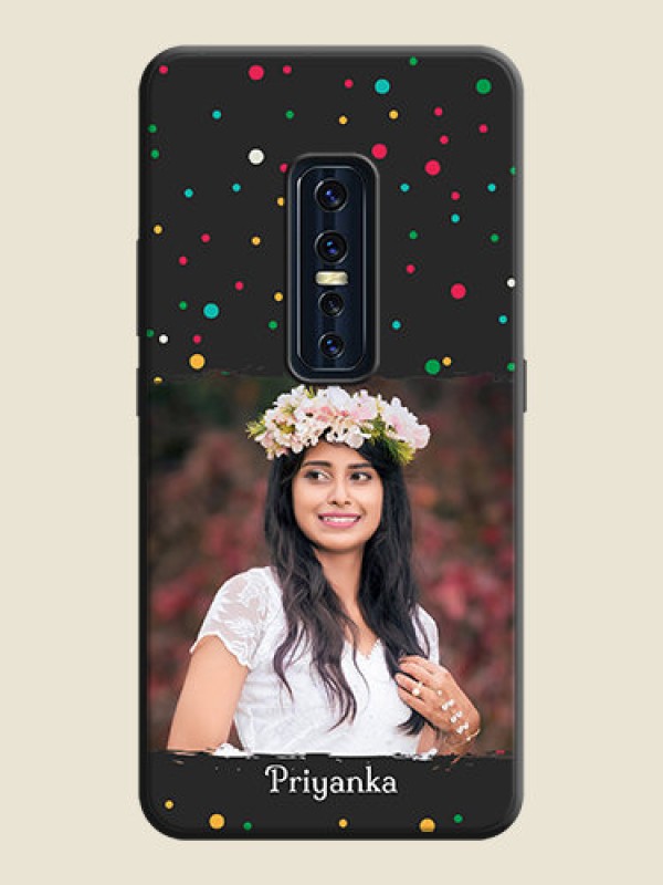 Custom Multicolor Dotted Pattern with Text on Space Black Custom Soft Matte Phone Back Cover - Vivo V17 Pro