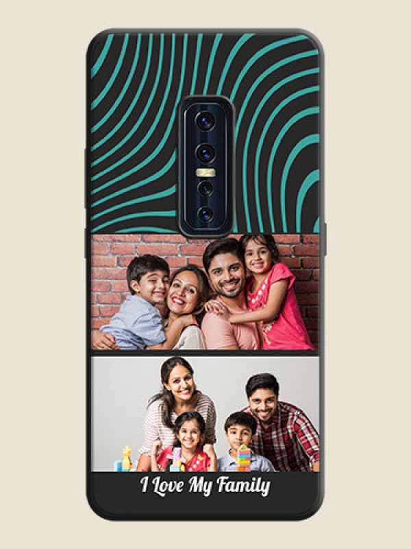 Custom Wave Pattern with 2 Image Holder on Space Black Personalized Soft Matte Phone Covers - Vivo V17 Pro