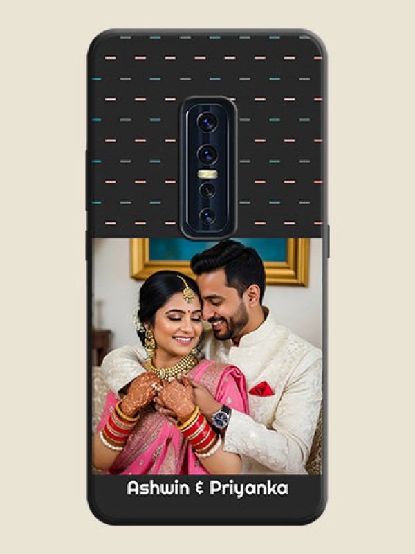 Custom Line Pattern Design with Text on Space Black Custom Soft Matte Phone Back Cover - Vivo V17 Pro
