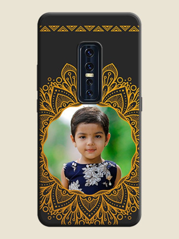 Custom Round Image with Floral Design - Photo on Space Black Soft Matte Mobile Cover - Vivo V17 Pro