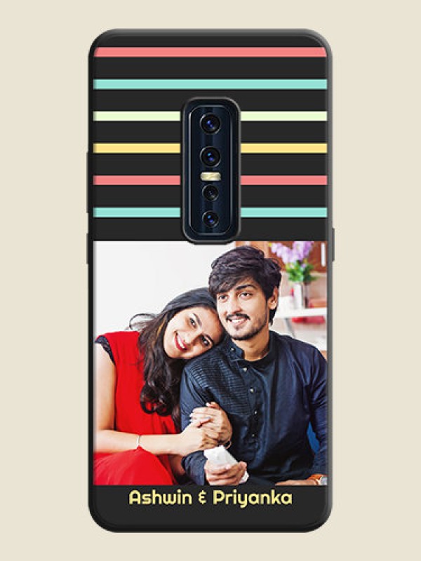 Custom Color Stripes with Photo and Text - Photo on Space Black Soft Matte Mobile Case - Vivo V17 Pro