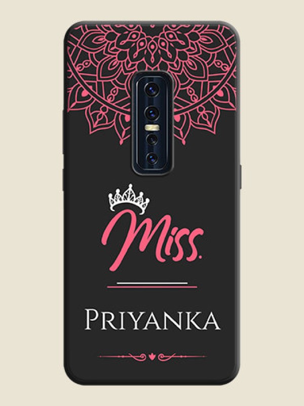 Custom Mrs Name with Floral Design on Space Black Personalized Soft Matte Phone Covers - Vivo V17 Pro