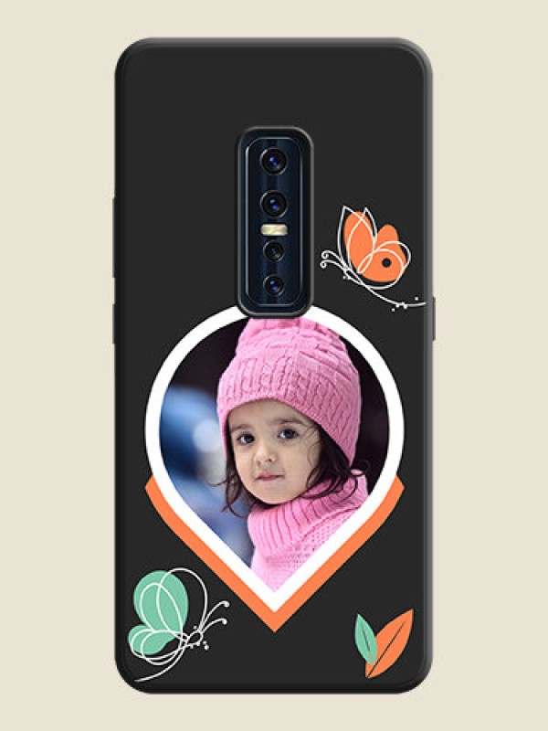 Custom Upload Pic With Simple Butterly Design On Space Black Personalized Soft Matte Phone Covers -Vivo V17 Pro