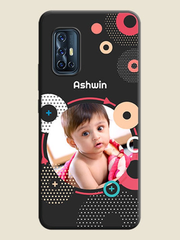 Custom Multicoloured Round Image on Personalised Space Black Soft Matte Cases - Vivo V17