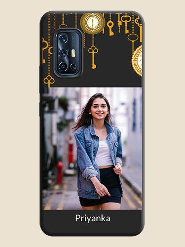 Custom Decorative Design with Text on Space Black Custom Soft Matte Back Cover - Vivo V17
