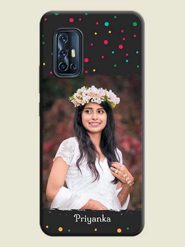 Custom Multicolor Dotted Pattern with Text on Space Black Custom Soft Matte Phone Back Cover - Vivo V17
