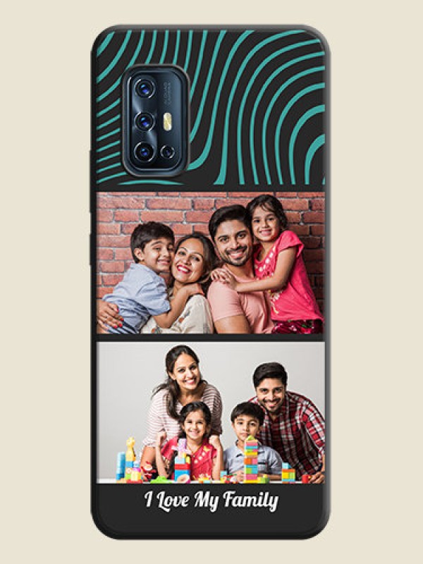 Custom Wave Pattern with 2 Image Holder on Space Black Personalized Soft Matte Phone Covers - Vivo V17