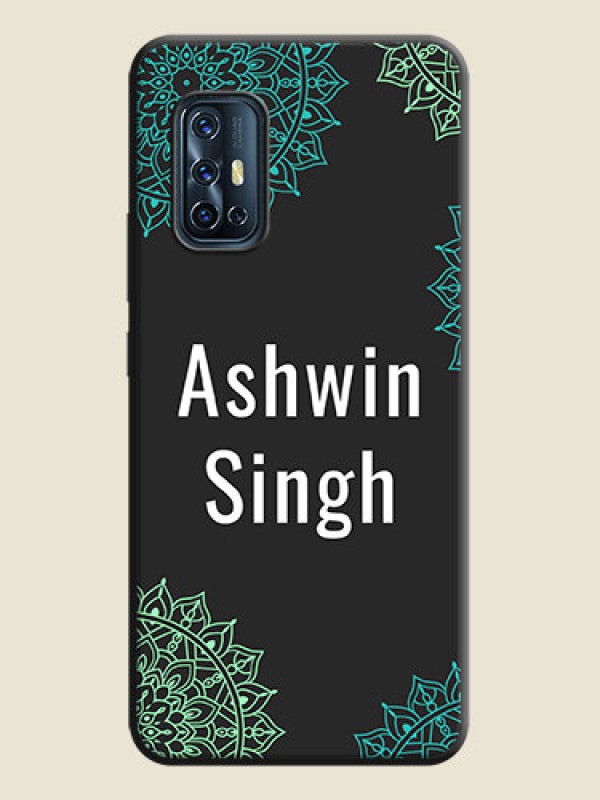Custom Your Name with Floral Design on Space Black Custom Soft Matte Back Cover - Vivo V17