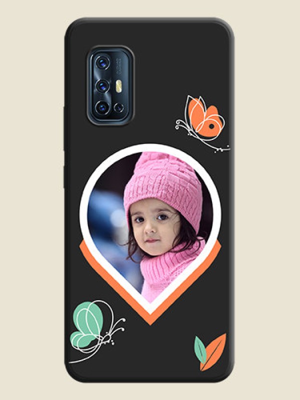 Custom Upload Pic With Simple Butterly Design On Space Black Personalized Soft Matte Phone Covers -Vivo V17