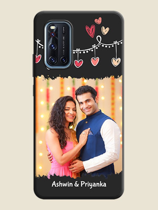 Custom Pink Love Hangings with Name on Space Black Custom Soft Matte Phone Cases - Vivo V19
